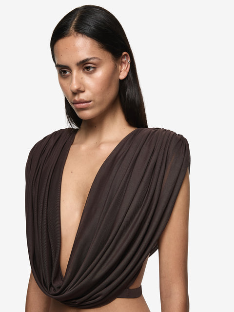 ARIANNA COWL TOP - DARK CHOCOLATE