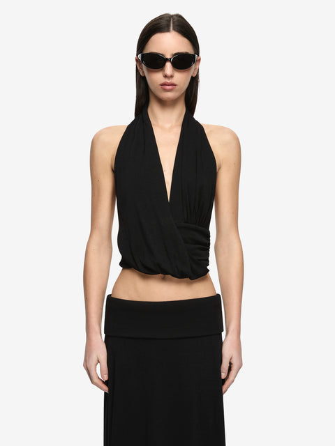 XENNA HALTER TOP  - BLACK