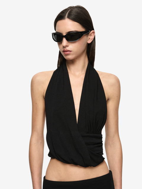 XENNA HALTER TOP  - BLACK