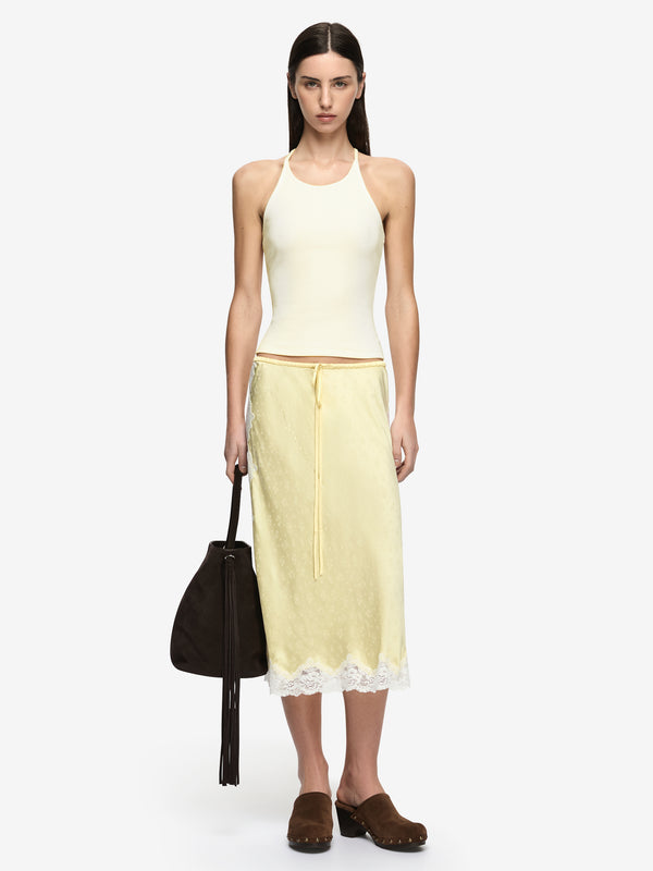 ZANA MIDI SKIRT - LEMON CREAM/IVORY