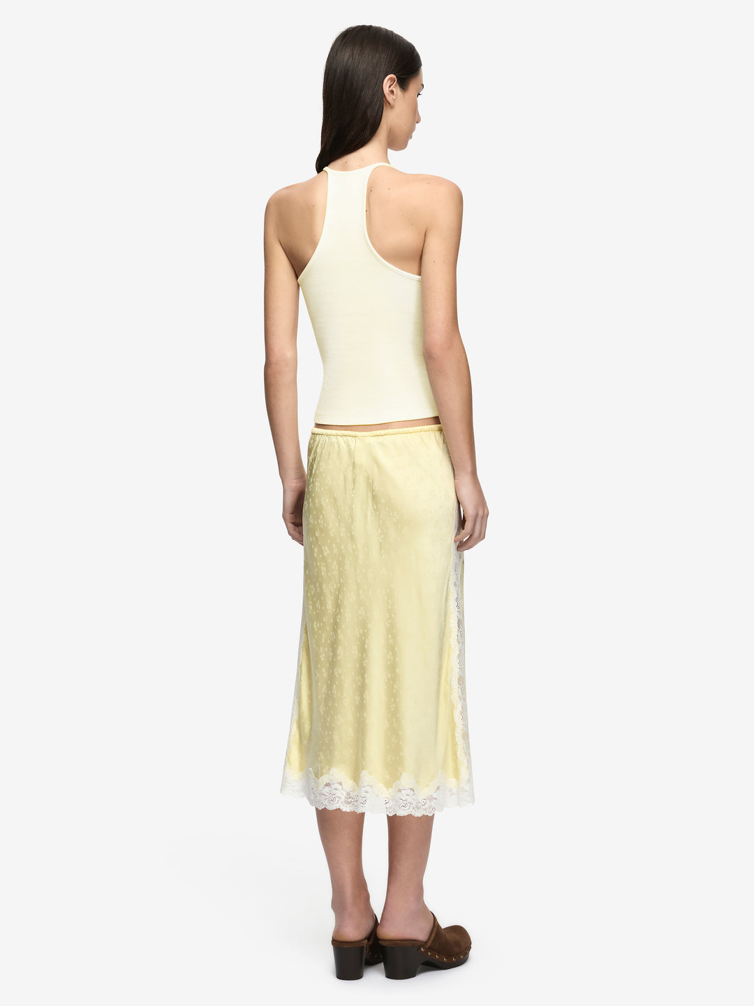 ZANA MIDI SKIRT - LEMON CREAM/IVORY