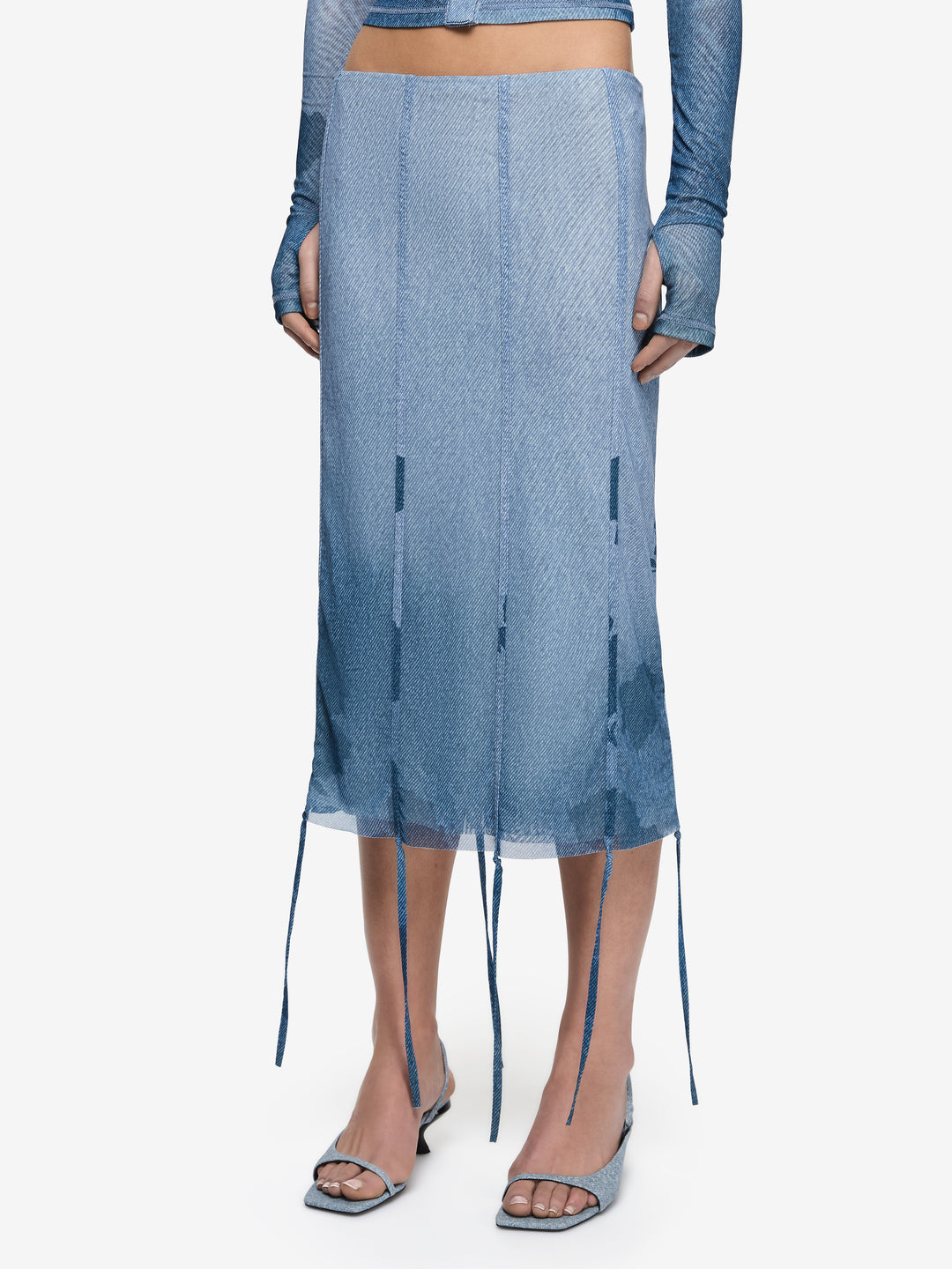 MUSA MIDI SKIRT - DENIM FLORAL