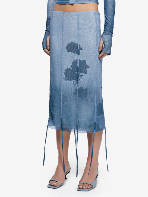 MUSA MIDI SKIRT - DENIM FLORAL
