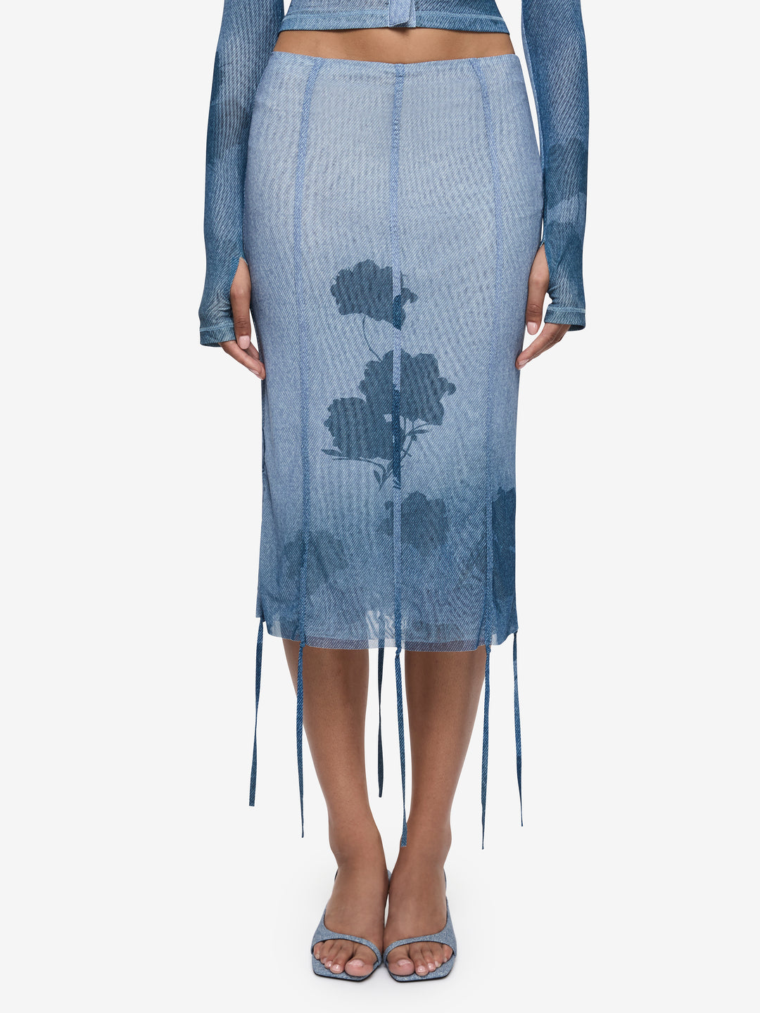 MUSA MIDI SKIRT - DENIM FLORAL