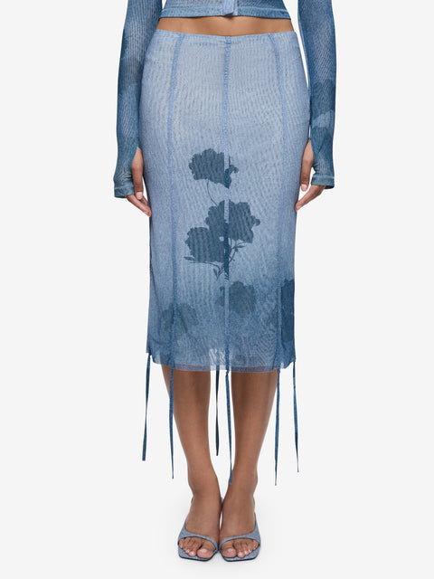MUSA MIDI SKIRT - DENIM FLORAL