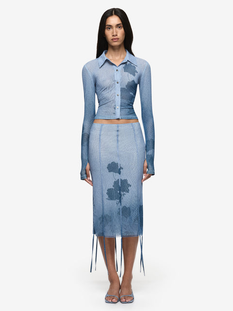 MUSA MIDI SKIRT - DENIM FLORAL
