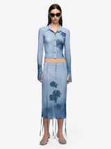 MUSA MIDI SKIRT - DENIM FLORAL