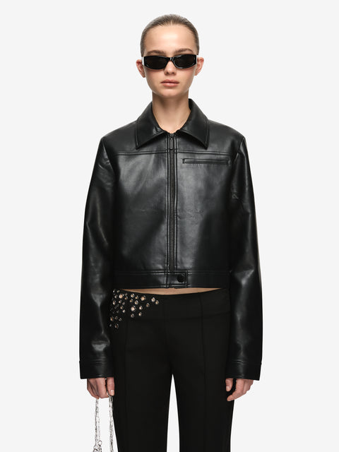 SAPHIRA CROPPED JACKET - BLACK