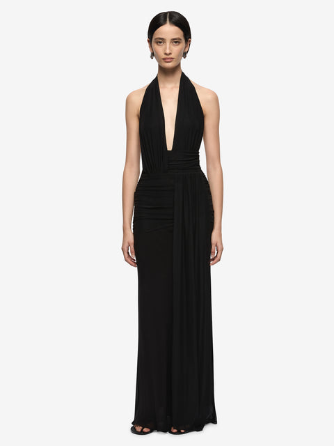 CASSIS DRAPE MAXI DRESS - BLACK