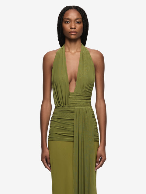 CASSIS DRAPE MAXI DRESS - FERN