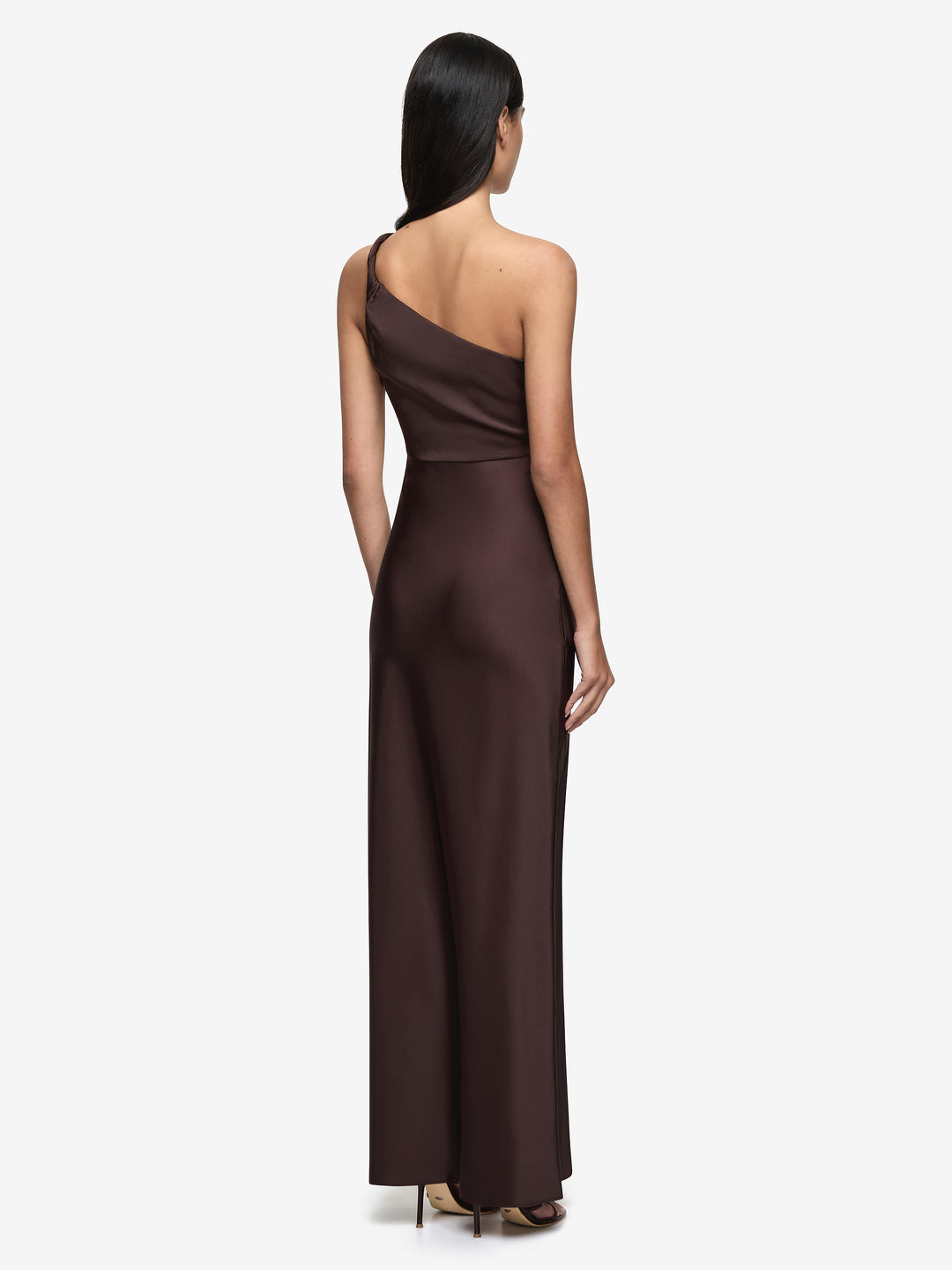 LUNETTA ASYM DRESS - DARK CHOCOLATE