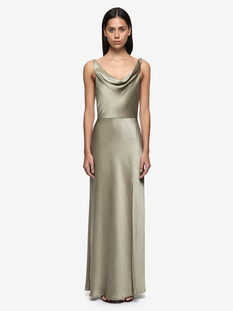 AUSTEN COWL NECK MAXI DRESS - SAGE