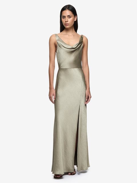 AUSTEN COWL NECK MAXI DRESS - SAGE