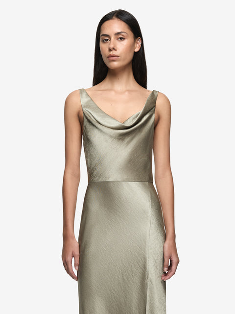 AUSTEN COWL NECK MAXI DRESS - SAGE