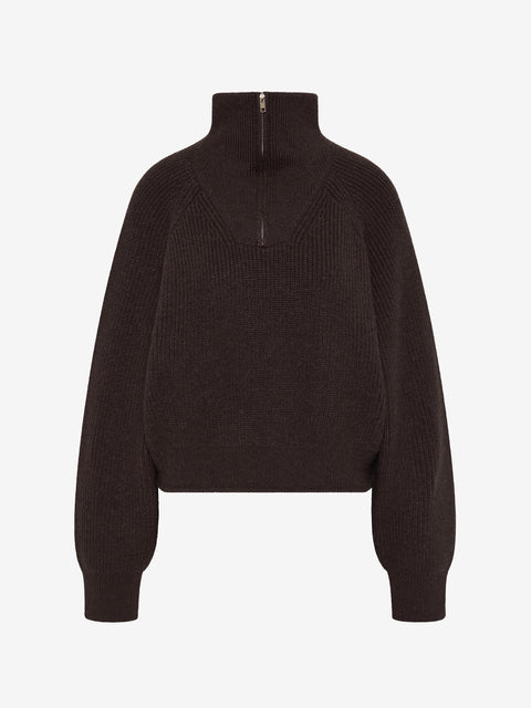 TORIE CROPPED JUMPER - DARK CHOCOLATE