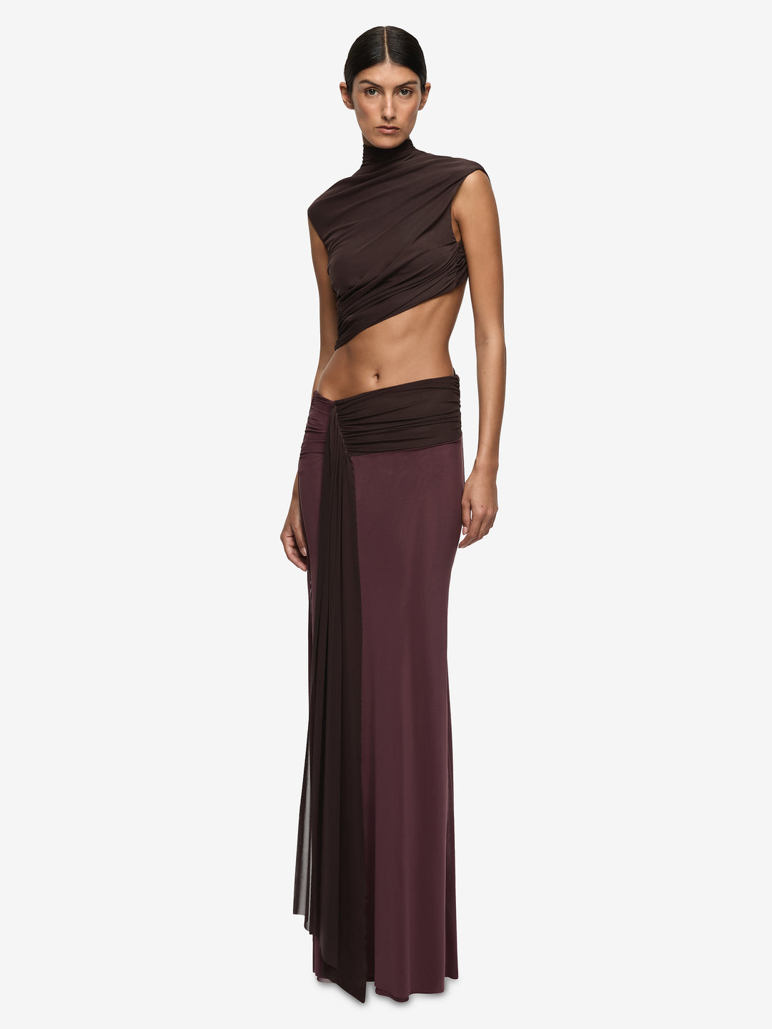 CONNI MAXI DRESS - AUBERGINE/DARK CHOC