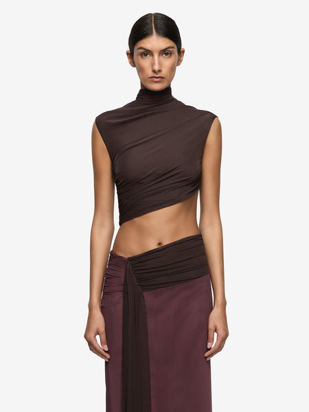 bec and bridge dark instinct midi dress Karina Tuck Midi Dress in Dark Chocolate