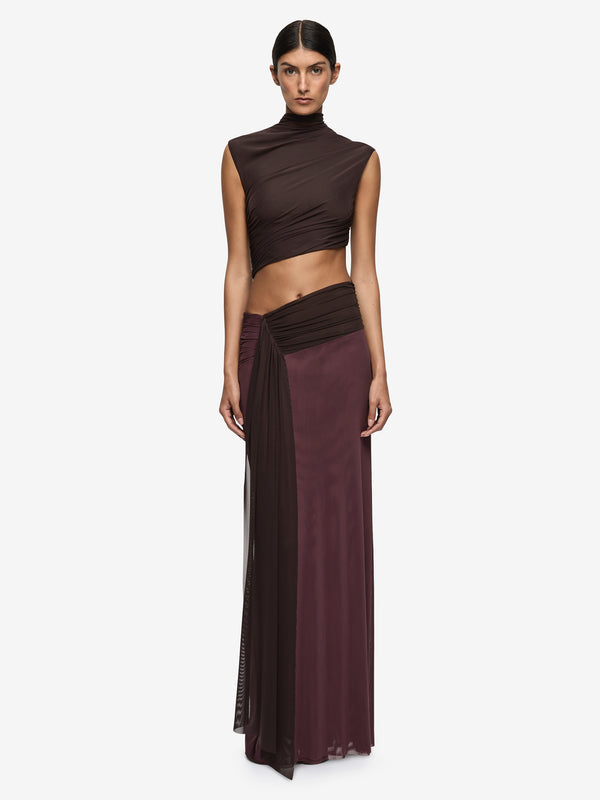 CONNI MAXI DRESS - AUBERGINE/DARK CHOC