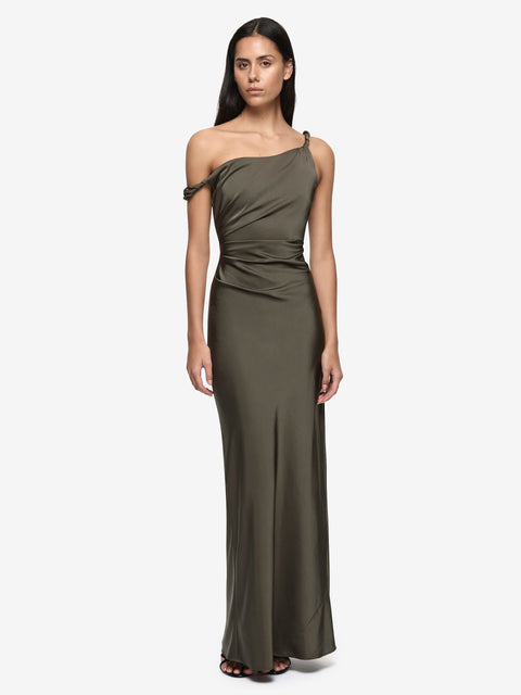 LUNETTA TWIST STRAP DRESS - DARK WILLOW