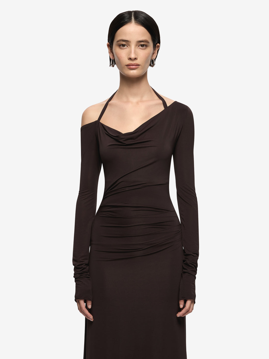 COURT LONG SLEEVE MAXI DRESS - DARK CHOCOLATE