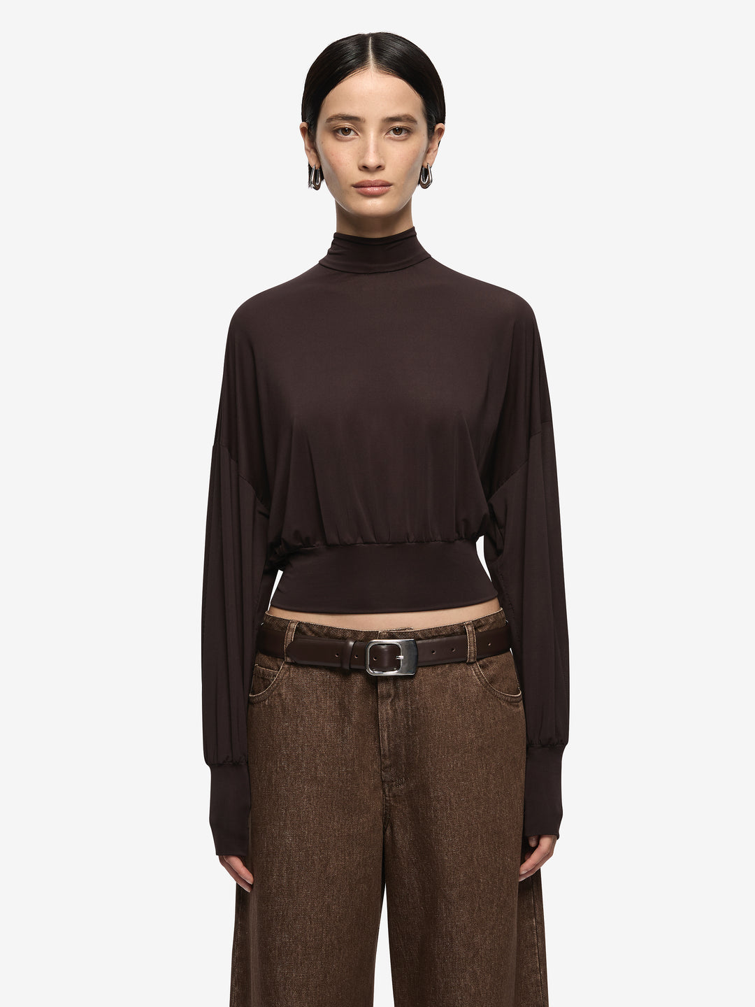 COURT LONG SLEEVE TOP - DARK CHOCOLATE