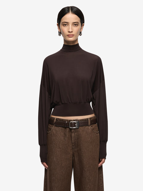 COURT LONG SLEEVE TOP - DARK CHOCOLATE
