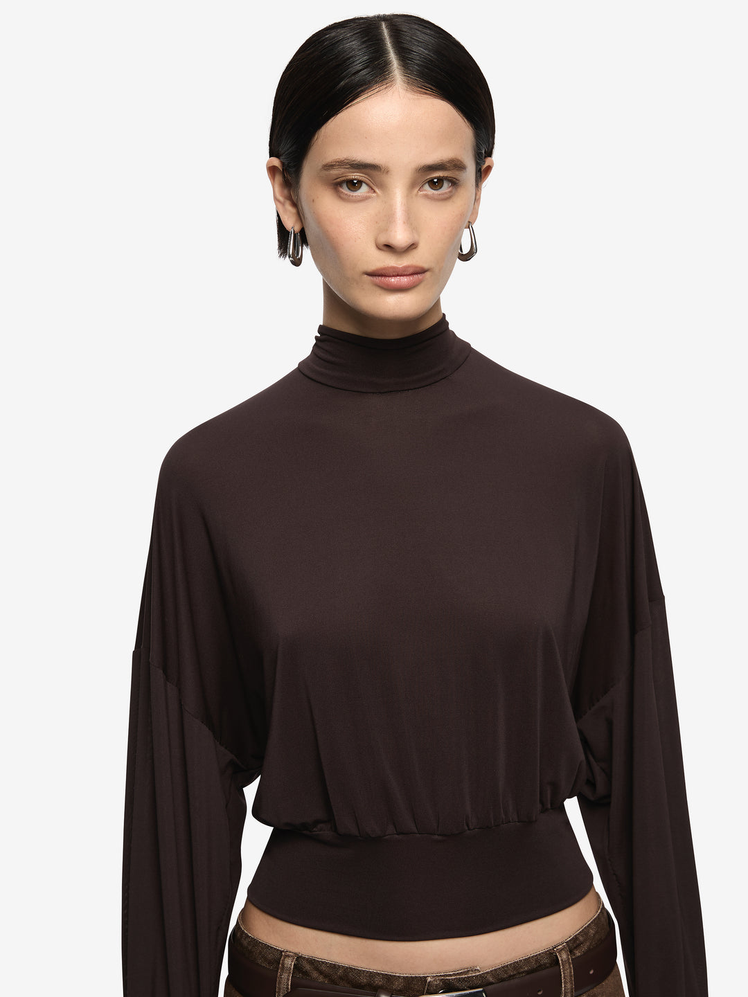 COURT LONG SLEEVE TOP - DARK CHOCOLATE