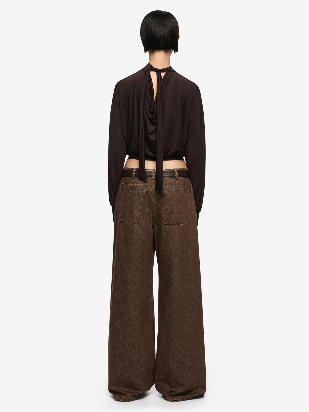 COURT LONG SLEEVE TOP - DARK CHOCOLATE