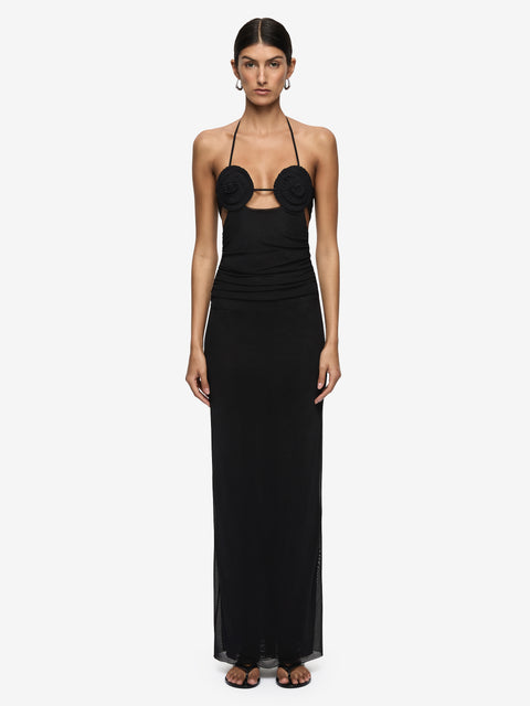 DELILA SPIRAL MAXI DRESS - BLACK