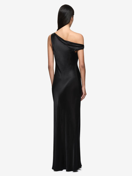 bec and bridge black satin dress Sol Asym in JRAT SS26 “Pretty/Ugly Princess” Drape Sleeves and a statement leg Size:Coat Size 60