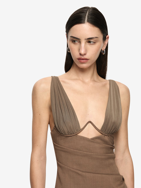 MIKA MINI DRESS - TAUPEE