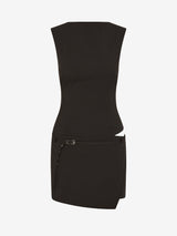 SAZRIEL BUCKLE MINI DRESS - CHOC/AMBER STRIPE