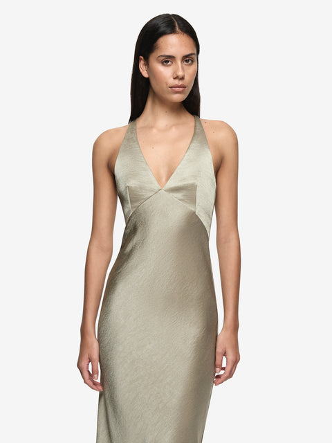 THE DREAMER V NECK DRESS - SAGE