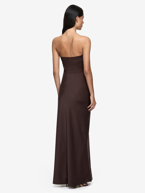 ETERNITY STRAPLESS MAXI DRESS - DARK CHOCOLATE