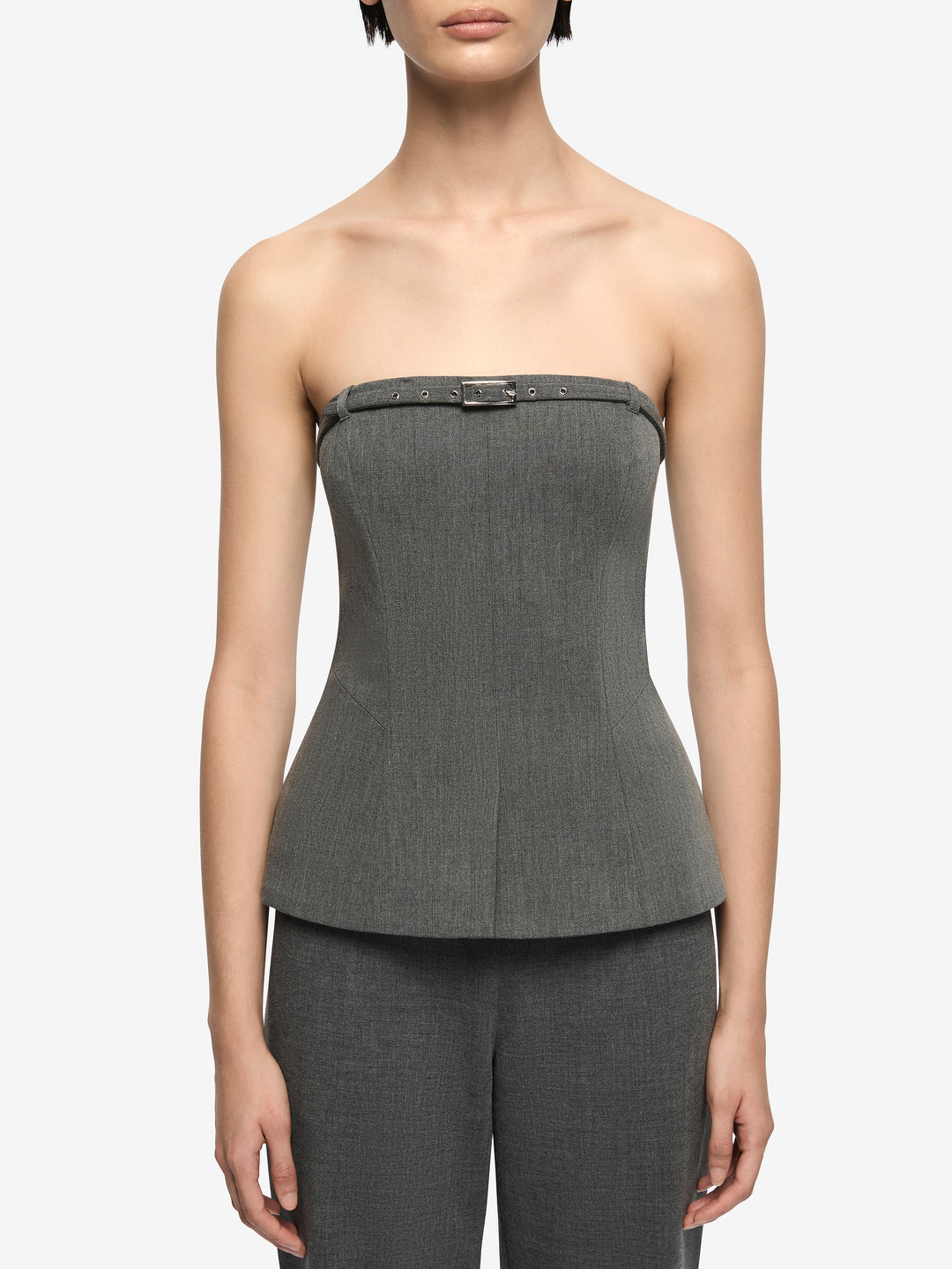 ESTELLE STRAPLESS TOP - CHARCOAL