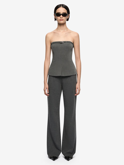 ESTELLE STRAPLESS TOP - CHARCOAL