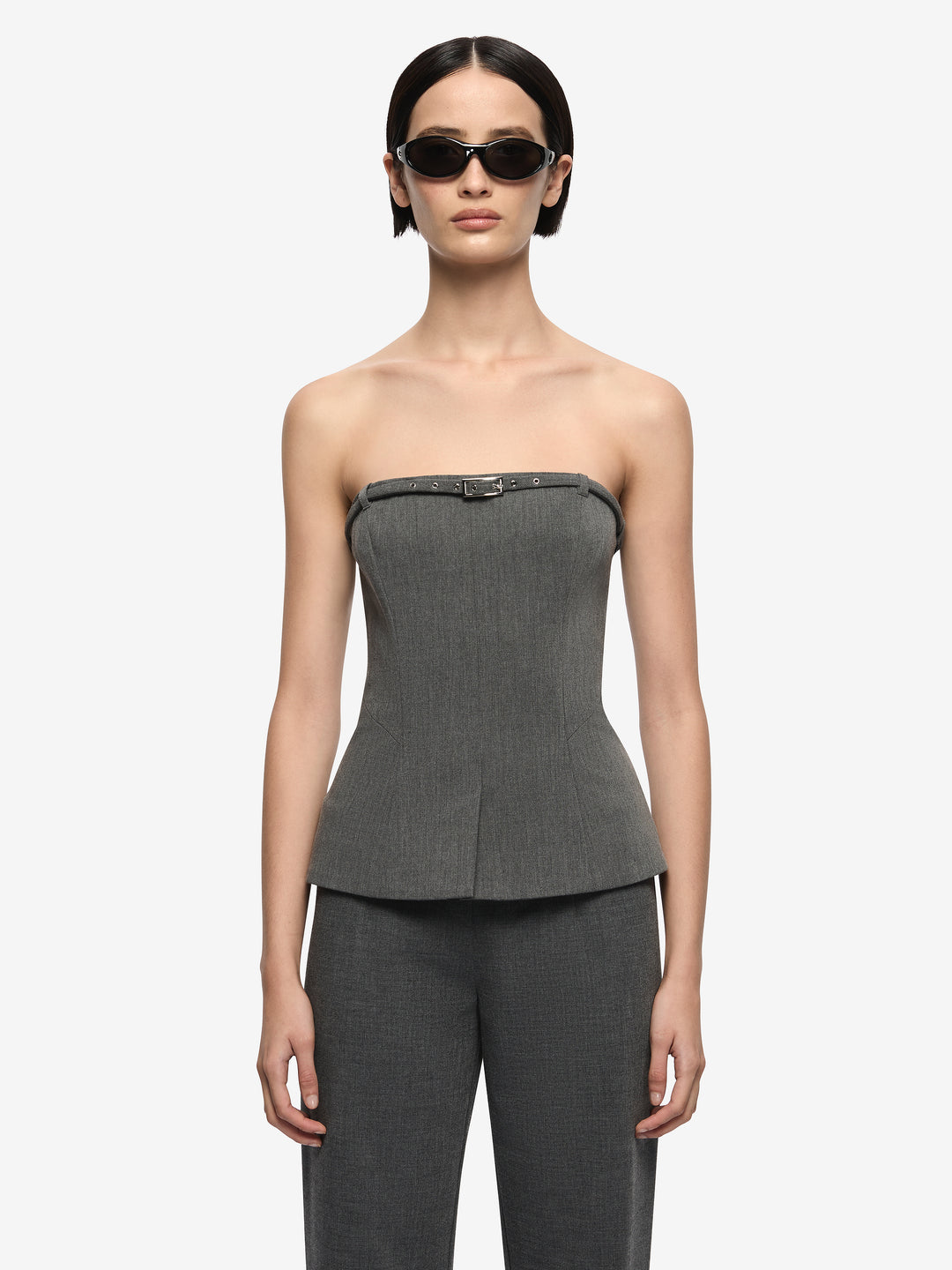 ESTELLE STRAPLESS TOP - CHARCOAL