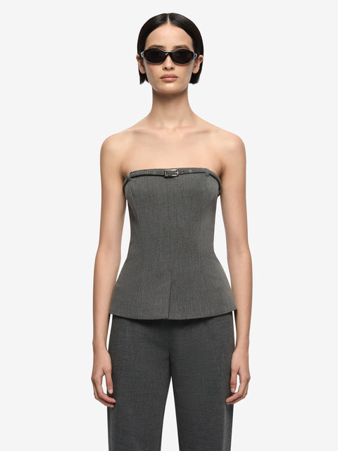 ESTELLE STRAPLESS TOP - CHARCOAL
