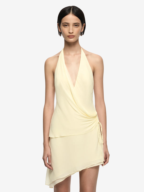 AMANDA HALTER ASYM DRESS - LEMON SORBET