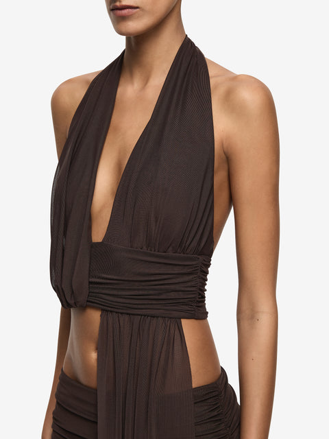 EVA DRAPE TOP - DARK CHOCOLATE