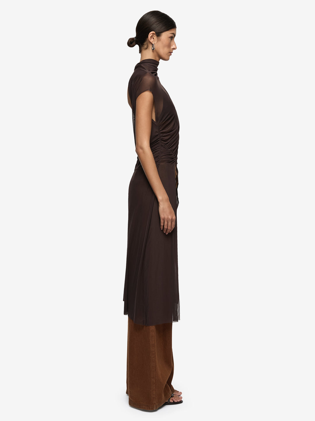 EVA SPLIT TUNIC TOP - DARK CHOCOLATE