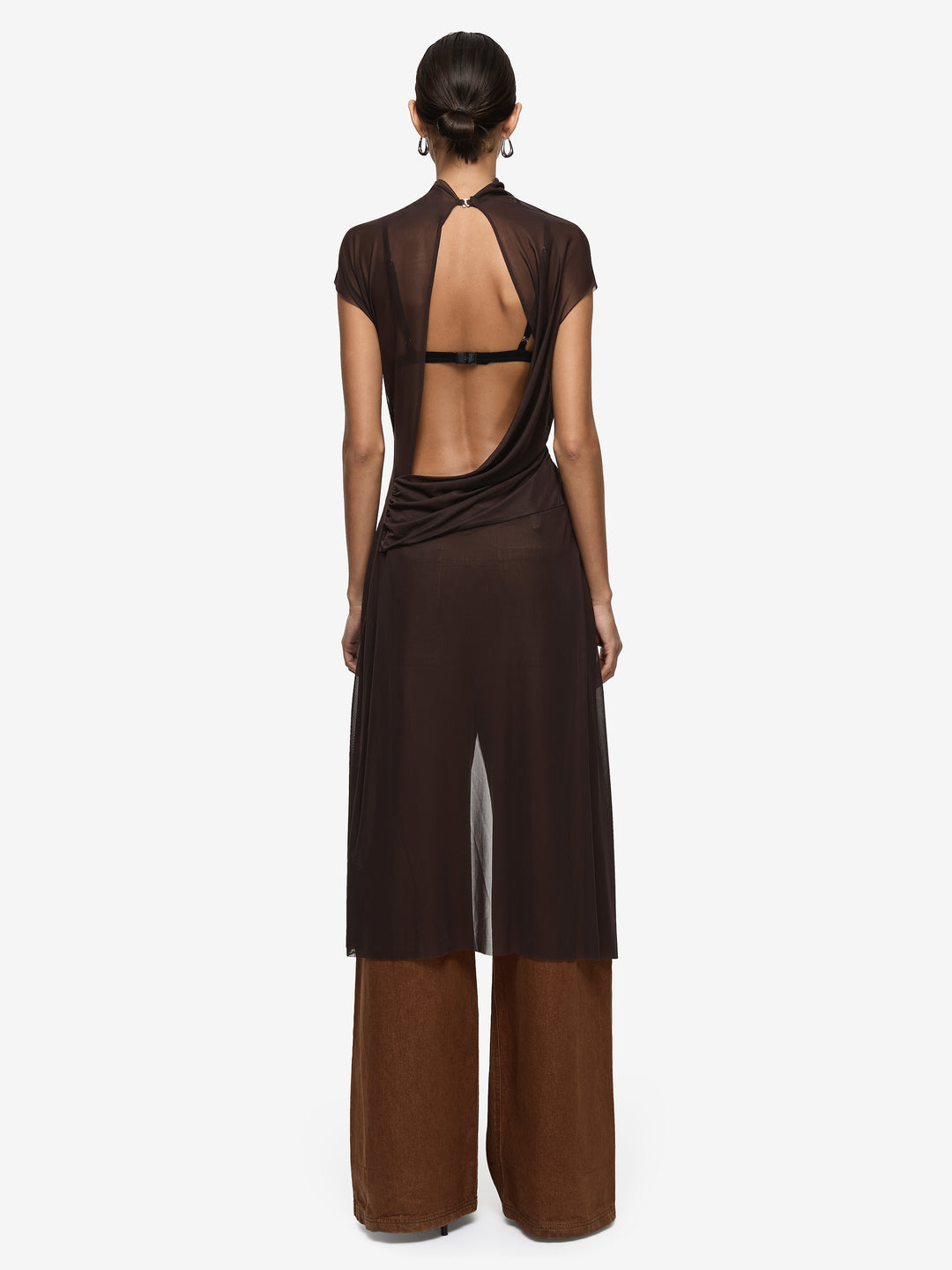EVA SPLIT TUNIC TOP - DARK CHOCOLATE