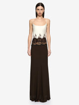 ORSINA SCOOP MAXI DRESS - BITTER CHOC/BUTTERCREAM
