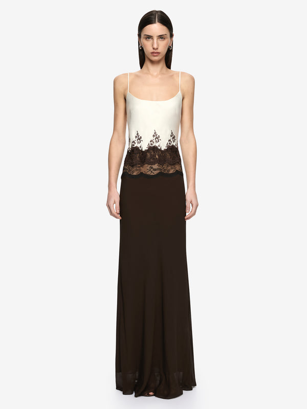 ORSINA SCOOP MAXI DRESS - BITTER CHOC/BUTTERCREAM