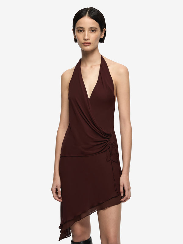 AMANDA HALTER ASYM DRESS - RAISIN