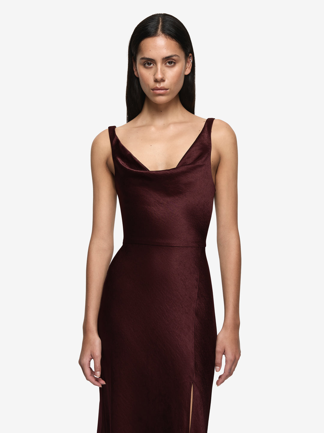 AUSTEN COWL NECK MAXI DRESS - PLUM