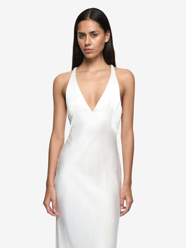 THE DREAMER V NECK DRESS - IVORY