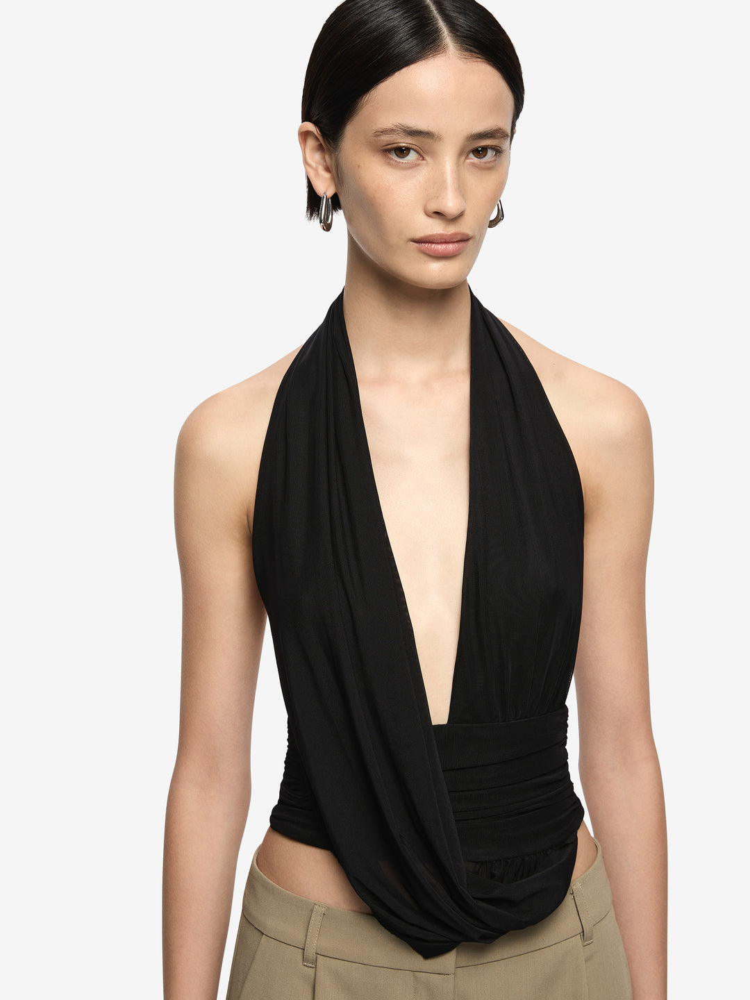 IRIS HALTER TOP  - BLACK