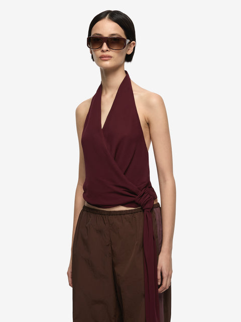 AMANDA HALTER TOP - RAISIN