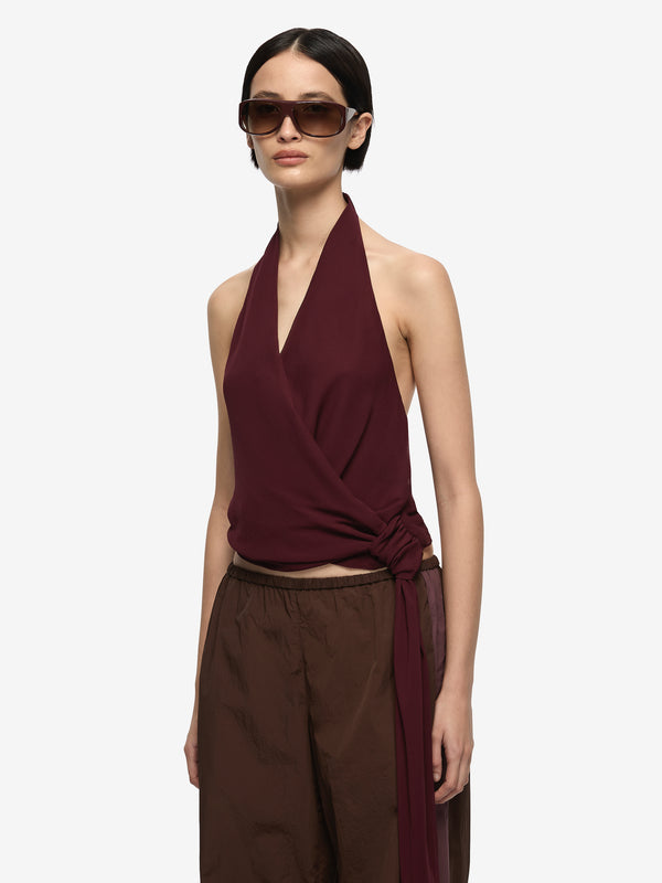 AMANDA HALTER TOP - RAISIN